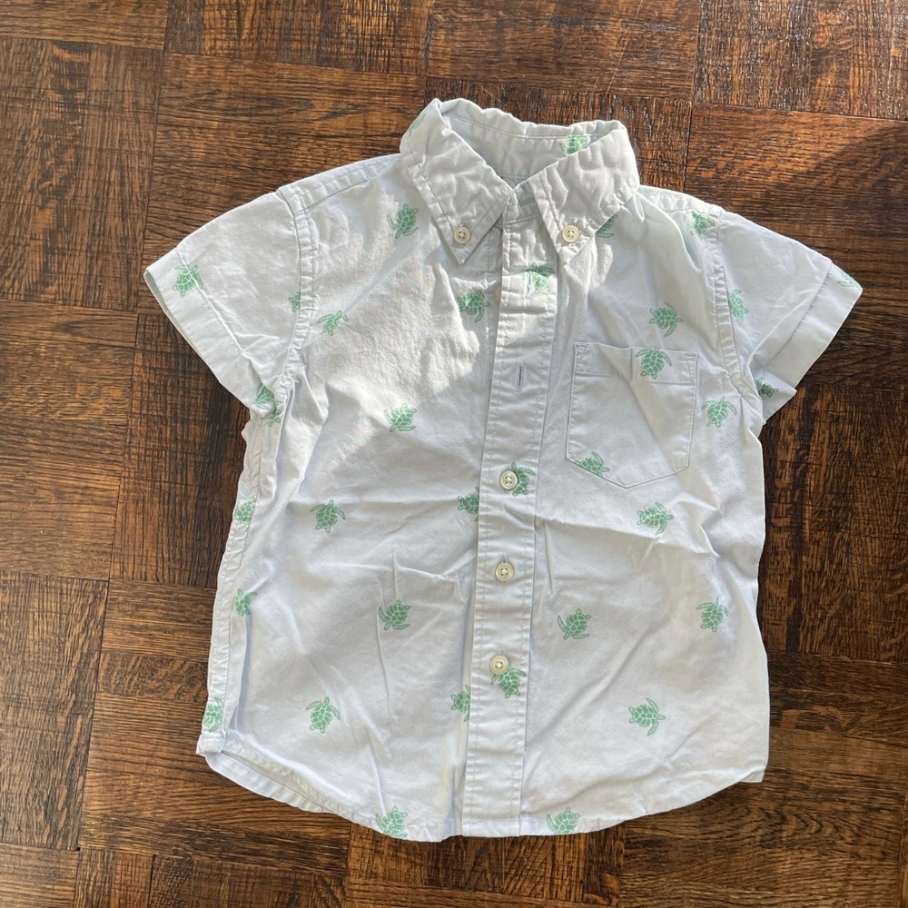 Kids JCrew Short Sleeved Printed Washed Shirt, 2T